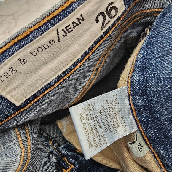 Rag & Bone Skinny Distressed Jeans Raw Hem Denim W1502K520 Bidland Wash Women 26 - Picture 5 of 13